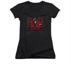 Elvis Presley Shirt Juniors V Neck 69 Anime Black T-Shirt