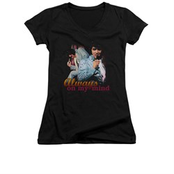 Elvis Presley Shirt Juniors V Neck Always On My Mind Black T-Shirt