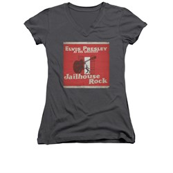 Elvis Presley Shirt Juniors V Neck At His Greatest Charcoal T-Shirt