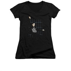 Elvis Presley Shirt Juniors V Neck Blue Bars Black T-Shirt