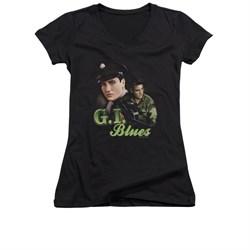 Elvis Presley Shirt Juniors V Neck G.I. Uniform Black T-Shirt