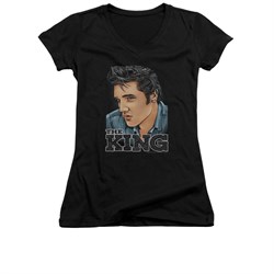 Elvis Presley Shirt Juniors V Neck Graphic Black T-Shirt