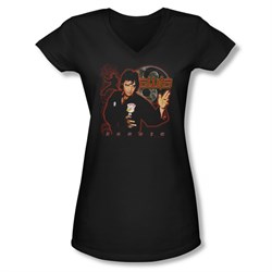 Elvis Presley Shirt Juniors V Neck Karate Black T-Shirt
