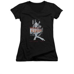 Elvis Presley Shirt Juniors V Neck Las Vegas 1970 Black T-Shirt