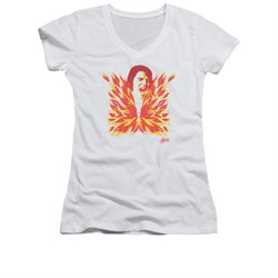 Elvis Presley Shirt Juniors V Neck Latest Flame White T-Shirt