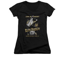 Elvis Presley Shirt Juniors V Neck Live In Buffalo Black T-Shirt
