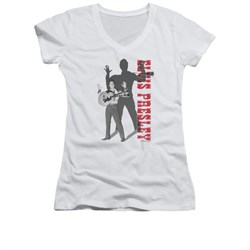 Elvis Presley Shirt Juniors V Neck Look No Hands White T-Shirt