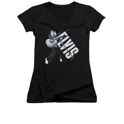 Elvis Presley Shirt Juniors V Neck On His Toes Black T-Shirt