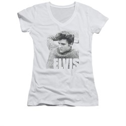 Elvis Presley Shirt Juniors V Neck Relaxing Sweater White T-Shirt