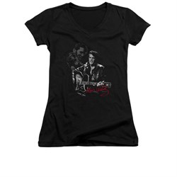 Elvis Presley Shirt Juniors V Neck Show Stopper Black T-Shirt