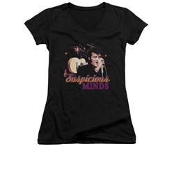 Elvis Presley Shirt Juniors V Neck Suspicious Minds Black T-Shirt