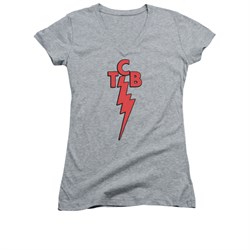 Elvis Presley Shirt Juniors V Neck TCB Athletic Heather T-Shirt