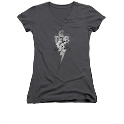 Elvis Presley Shirt Juniors V Neck TCB Ornate Charcoal T-Shirt