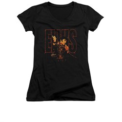 Elvis Presley Shirt Juniors V Neck Take My Hand Black T-Shirt