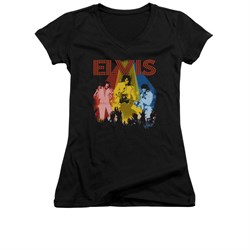 Elvis Presley Shirt Juniors V Neck Vegas Remembered Black T-Shirt