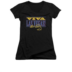 Elvis Presley Shirt Juniors V Neck Viva Las Vegas Black T-Shirt