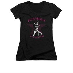Elvis Presley Shirt Juniors V Neck Viva Las Vegas Star Black T-Shirt