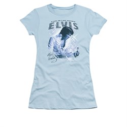 Elvis Presley Shirt Juniors Vegas Sparkles Light Blue T-Shirt