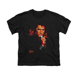 Elvis Presley Shirt Kids Blue Eyes In The Dark Black T-Shirt
