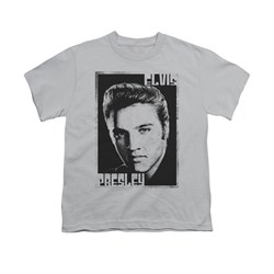 Elvis Presley Shirt Kids Graphic Portrait Silver T-Shirt