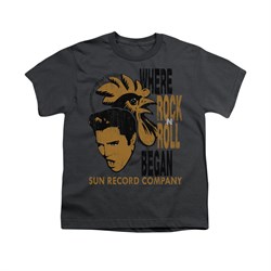 Elvis Presley Shirt Kids Rooster Charcoal T-Shirt