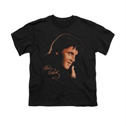 Elvis Presley Shirt Kids Warm Portrait Black T-Shirt
