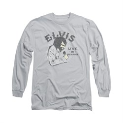 Elvis Presley Shirt Live In Memphis Long Sleeve Silver Tee T-Shirt