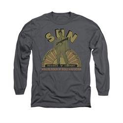 Elvis Presley Shirt Logo Music Long Sleeve Charcoal Tee T-Shirt
