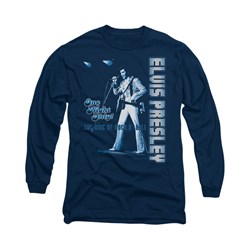 Elvis Presley Shirt One Night Only Long Sleeve Navy Tee T-Shirt