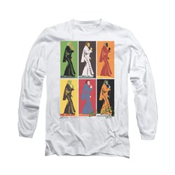 Elvis Presley Shirt Retro Boxes Long Sleeve White Tee T-Shirt