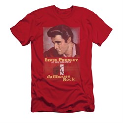Elvis Presley Shirt Slim Fit Jailhouse Rocker Poster Red T-Shirt