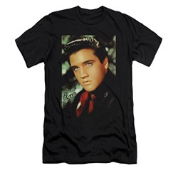 Elvis Presley Shirt Slim Fit Red Scarf Black T-Shirt