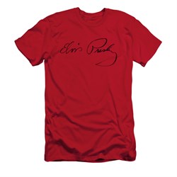 Elvis Presley Shirt Slim Fit Signature Sketch Red T-Shirt