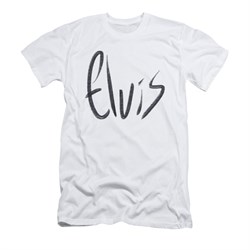 Elvis Presley Shirt Slim Fit Sketchy Name White T-Shirt