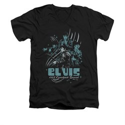 Elvis Presley Shirt Slim Fit V-Neck 68 Leather Charcoal T-Shirt