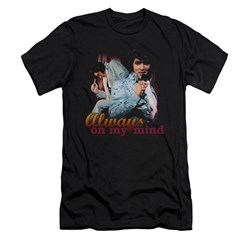 Elvis Presley Shirt Slim Fit V-Neck Always On My Mind Black T-Shirt