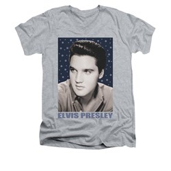 Elvis Presley Shirt Slim Fit V-Neck Blue Sparkle Athletic Heather T-Shirt