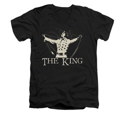 Elvis Presley Shirt Slim Fit V-Neck Cape Black T-Shirt