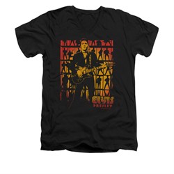 Elvis Presley Shirt Slim Fit V-Neck Comeback Spotlight Black T-Shirt