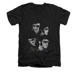 Elvis Presley Shirt Slim Fit V-Neck Faces Black T-Shirt