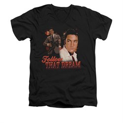 Elvis Presley Shirt Slim Fit V-Neck Follow That Dream Black T-Shirt