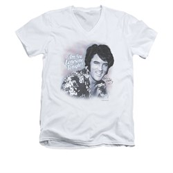 Elvis Presley Shirt Slim Fit V-Neck Lonesome Tonight White T-Shirt