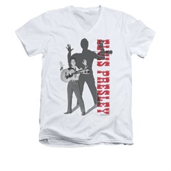 Elvis Presley Shirt Slim Fit V-Neck Look No Hands White T-Shirt