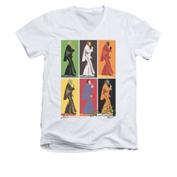 Elvis Presley Shirt Slim Fit V-Neck Retro Boxes White T-Shirt