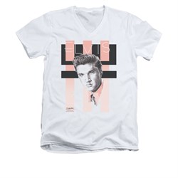 Elvis Presley Shirt Slim Fit V-Neck Retro White T-Shirt