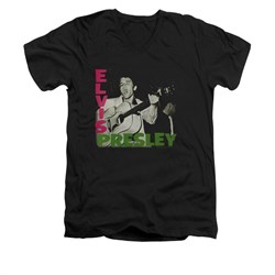 Elvis Presley Shirt Slim Fit V-Neck Sing It Black T-Shirt