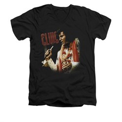 Elvis Presley Shirt Slim Fit V-Neck Soulful Black T-Shirt