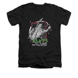 Elvis Presley Shirt Slim Fit V-Neck Still Rocking Black T-Shirt