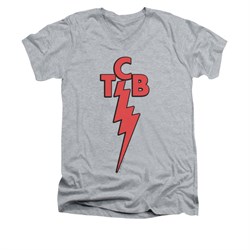 Elvis Presley Shirt Slim Fit V-Neck TCB Athletic Heather T-Shirt