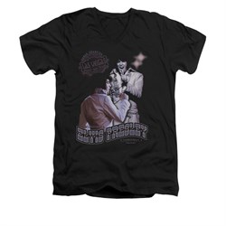 Elvis Presley Shirt Slim Fit V-Neck Violet Vegas Black T-Shirt
